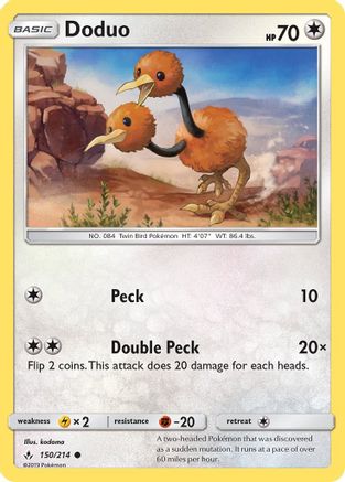 Doduo (150/214) Reverse Holofoil [SM: Unbroken Bonds] Pokemon Single Pokémon
