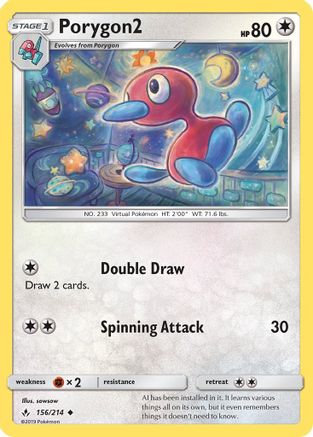 Porygon2 156/214 [SM: Unbroken Bonds] Pokemon Single Pokémon