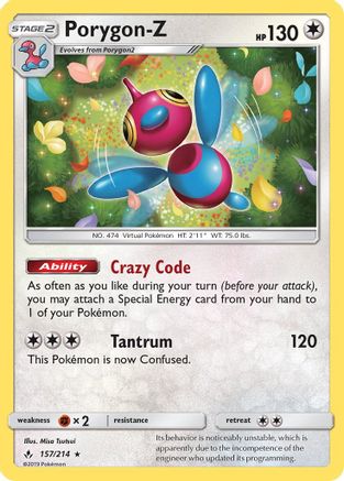 Porygon-Z (157/214) Holofoil [SM: Unbroken Bonds] Pokemon Single Pokémon