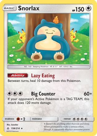 Snorlax (158/214) Holofoil [SM: Unbroken Bonds] Pokemon Single Pokémon