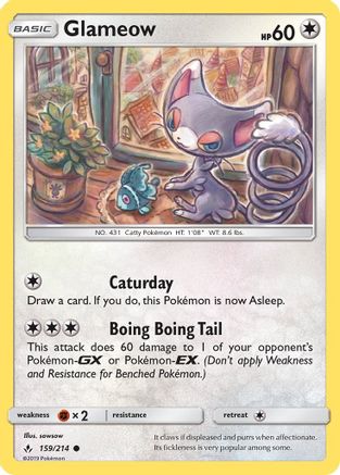 Glameow (159/214) Reverse Holofoil [SM: Unbroken Bonds] Pokemon Single Pokémon