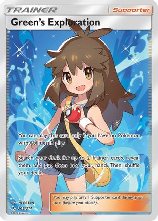 Green's Exploration (Full Art) (/214) Holofoil [SM: Unbroken Bonds] Pokemon Single Pokémon