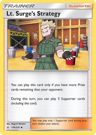 Lt. Surge's Strategy (178/214) Reverse Holofoil [SM: Unbroken Bonds] Pokemon Single Pokémon