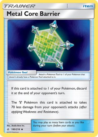 Metal Core Barrier (180/214) Reverse Holofoil [SM: Unbroken Bonds] Pokemon Single Pokémon