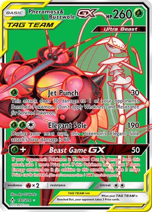 Pheromosa & Buzzwole GX (191) (Full Art) (/214) Holofoil [SM: Unbroken Bonds] Pokemon Single Pokémon