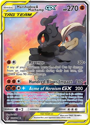 Marshadow & Machamp GX (199) (Full Art) (/214) Holofoil [SM: Unbroken Bonds] Pokemon Single Pokémon