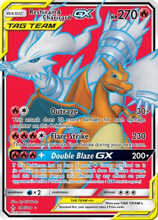 Reshiram & Charizard GX (Full Art) (194/214) Holofoil [SM: Unbroken Bonds] Pokemon Single Pokémon