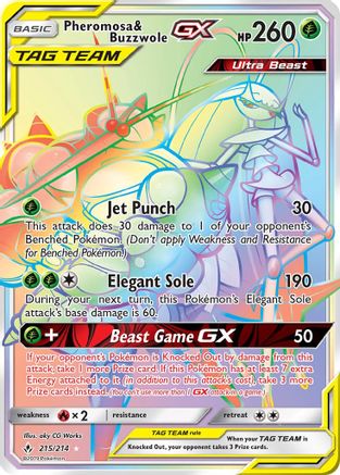 Pheromosa & Buzzwole GX (Secret) 215/214 Holofoil [SM: Unbroken Bonds] Pokemon Single Pokémon