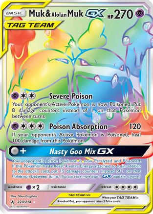 Muk & Alolan Muk GX (Secret) (/214) Holofoil [SM: Unbroken Bonds] Pokemon Single Pokémon