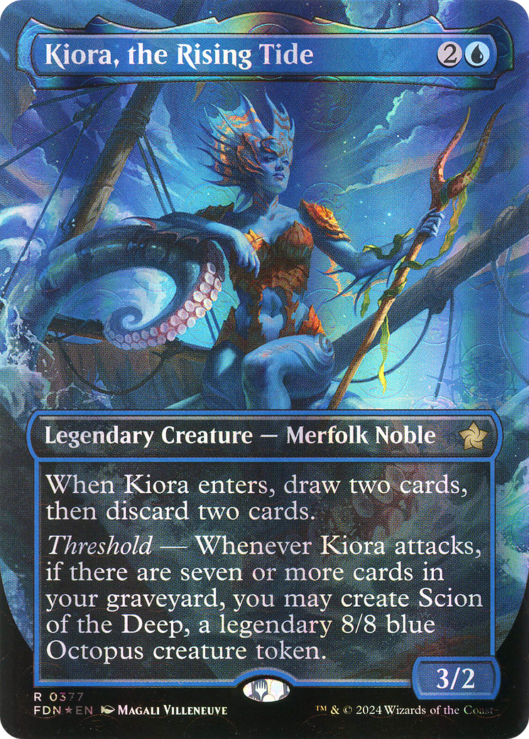 Kiora, the Rising Tide (Mana Foil) (FDN-377) [Foundations] (Borderless) Foil MTG Single Wizards of the Coast