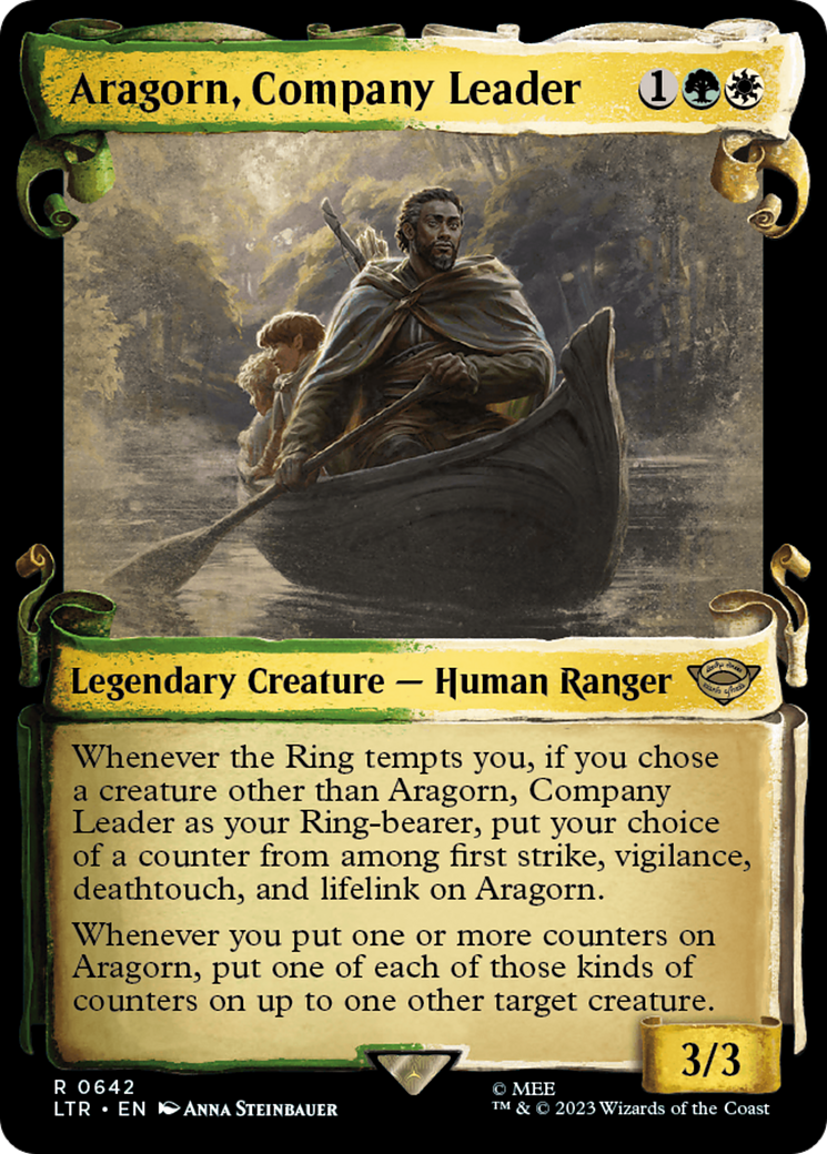 Aragorn, Company Leader (Showcase Scrolls) (LTR-642) [The Lord of the Rings: Tales of Middle-earth] (Showcase) Foil MTG Single Wizards of the Coast