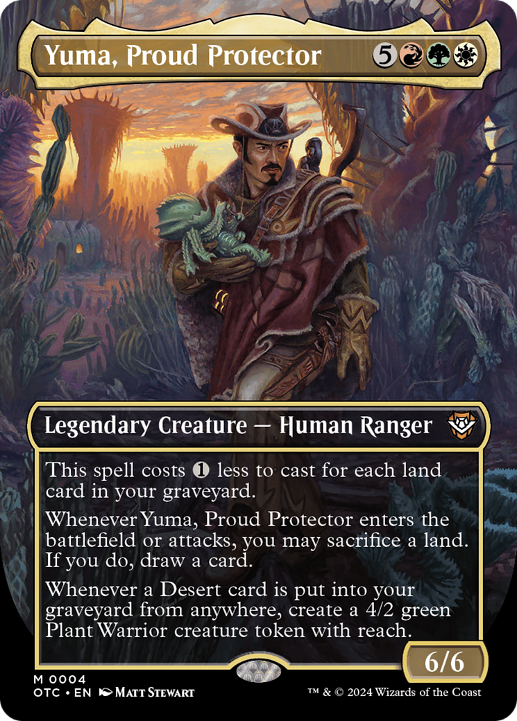 Yuma, Proud Protector (OTC-004) [Outlaws of Thunder Junction Commander] (Borderless) MTG Single Wizards of the Coast