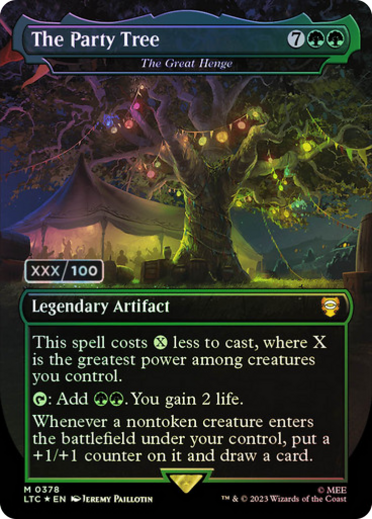 The Party Tree - The Great Henge (Serial Numbered) (LTC-378) [Tales of Middle-earth Commander] (Borderless) Foil MTG Single Wizards of the Coast