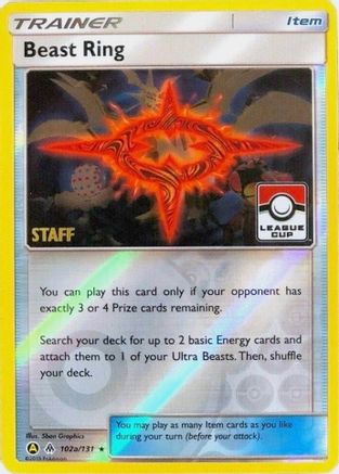 Beast Ring - 102a/131 (League Cup) [Staff] () Reverse Holofoil [Promos: League & Championship Cards] Pokemon Single Pokémon