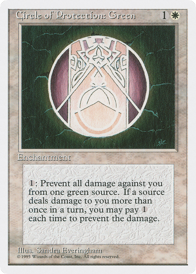 Circle of Protection: Green (4ED-016) [Fourth Edition] MTG Single Magic: The Gathering