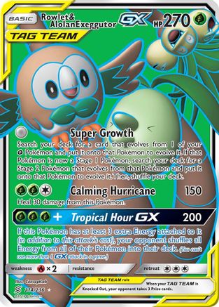 Rowlet & Alolan Exeggutor GX (Full Art) 214/236 Holofoil [SM: Unified Minds] Pokemon Single Pokémon
