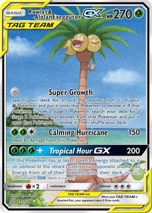 Rowlet & Alolan Exeggutor GX (Alternate Full Art) (/236) Holofoil [SM: Unified Minds] Pokemon Single Pokémon