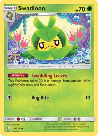 Swadloon (8/236) Reverse Holofoil [SM: Unified Minds] Pokemon Single Pokémon