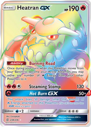 Heatran GX (Secret) (/236) Holofoil [SM: Unified Minds] Pokemon Single Pokémon