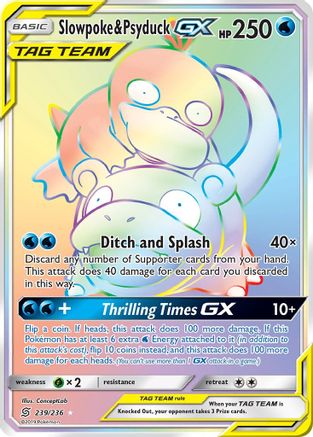 Slowpoke & Psyduck GX (Secret) (/236) Holofoil [SM: Unified Minds] Pokemon Single Pokémon