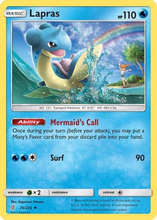 Lapras (36/236) Reverse Holofoil [SM: Unified Minds] Pokemon Single Pokémon