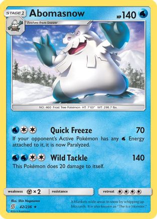Abomasnow (42/236) - [SM: Unified Minds] Reverse Holofoil Pokemon Single Pokémon