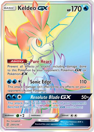 Keldeo GX (Secret) (/236) Holofoil [SM: Unified Minds] Pokemon Single Pokémon