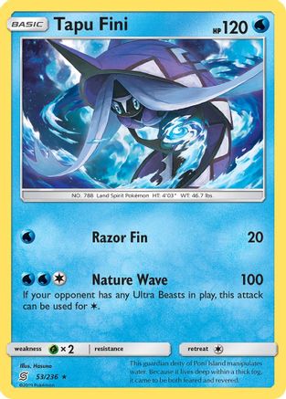 Tapu Fini (53/236) Reverse Holofoil [SM Unified Minds] Pokemon Single Pokémon