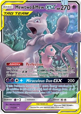 Mewtwo & Mew GX 71/236 Holofoil [SM: Unified Minds] Pokemon Single Pokémon