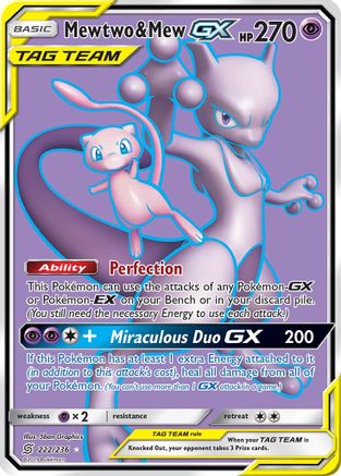 Mewtwo & Mew GX (Full Art) 222/236 Holofoil [SM: Unified Minds] Pokemon Single Pokémon