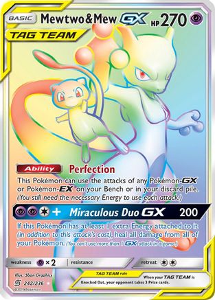 Mewtwo & Mew GX (Secret) (/236) Holofoil [SM: Unified Minds] Pokemon Single Pokémon