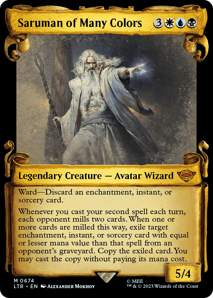 Saruman of Many Colors (Showcase Scrolls) (LTR-674) [The Lord of the Rings: Tales of Middle-earth] (Showcase) Foil MTG Single Wizards of the Coast