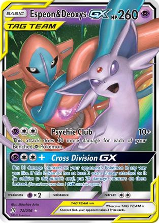 Espeon & Deoxys GX (72/236) Holofoil [SM: Unified Minds] Pokemon Single Pokémon