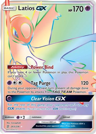 Latios GX (Secret) (/236) Holofoil [SM: Unified Minds] Pokemon Single Pokémon