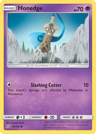 Honedge (93/236) Reverse Holofoil [SM: Unified Minds] Pokemon Single Pokémon