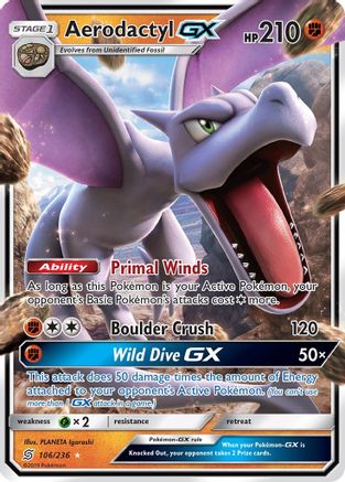 Aerodactyl GX (106/236) Holofoil [SM: Unified Minds] Pokemon Single Pokémon