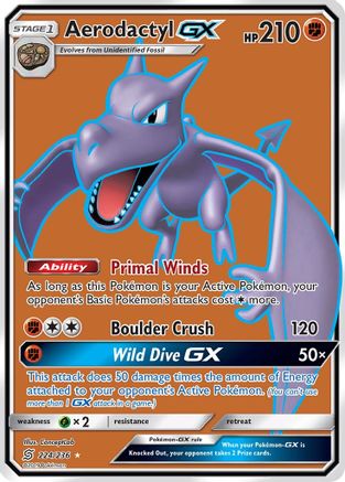 Aerodactyl GX (Full Art) (224/236) - [SM: Unified Minds] Holofoil Pokemon Single Pokémon