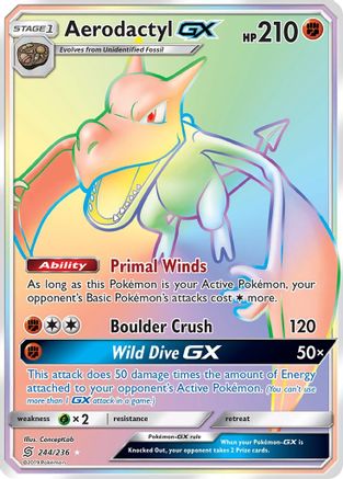 Aerodactyl GX (Secret) (244/236) - [SM: Unified Minds] Holofoil Pokemon Single Pokémon