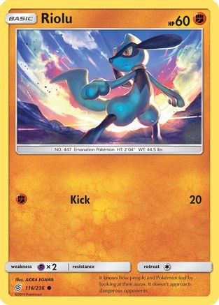 Riolu (116/236) Reverse Holofoil [SM: Unified Minds] Pokemon Single Pokémon
