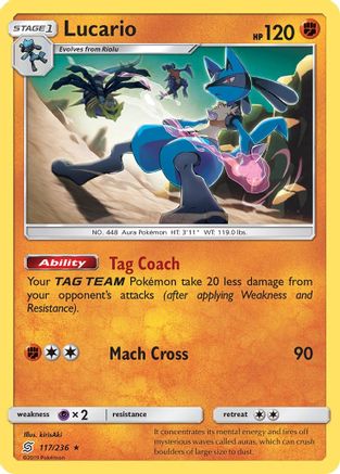 Lucario (117/236) Reverse Holofoil [SM: Unified Minds] Pokemon Single Pokémon