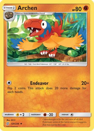 Archen (120/236) Reverse Holofoil [SM: Unified Minds] Pokemon Single Pokémon