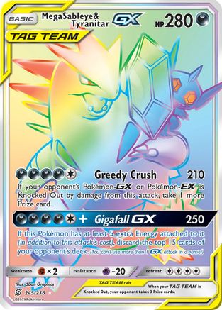Mega Sableye & Tyranitar GX (Secret) (/236) Holofoil [SM: Unified Minds] Pokemon Single Pokémon