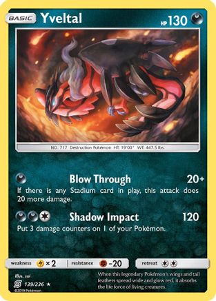 Yveltal (139/236) Reverse Holofoil [SM: Unified Minds] Pokemon Single Pokémon