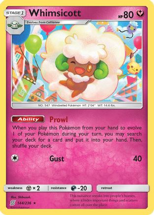 Whimsicott (144/236) Reverse Holofoil [SM: Unified Minds] Pokemon Single Pokémon