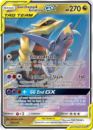 Garchomp & Giratina GX (146/236) Holofoil [SM: Unified Minds] Pokemon Single Pokémon