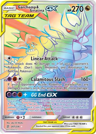 Garchomp & Giratina GX (Secret) (/236) Holofoil [SM: Unified Minds] Pokemon Single Pokémon