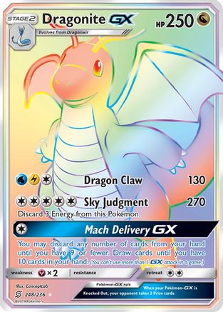 Dragonite GX (Secret) 248/236 Holofoil [SM: Unified Minds] Pokemon Single Pokémon