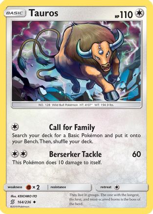 Tauros 164/236 [SM: Unified Minds] Pokemon Single Pokémon