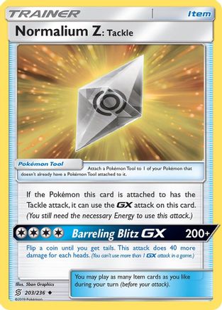 Normalium Z: Tackle (/236) Reverse Holofoil [SM: Unified Minds] Pokemon Single Pokémon