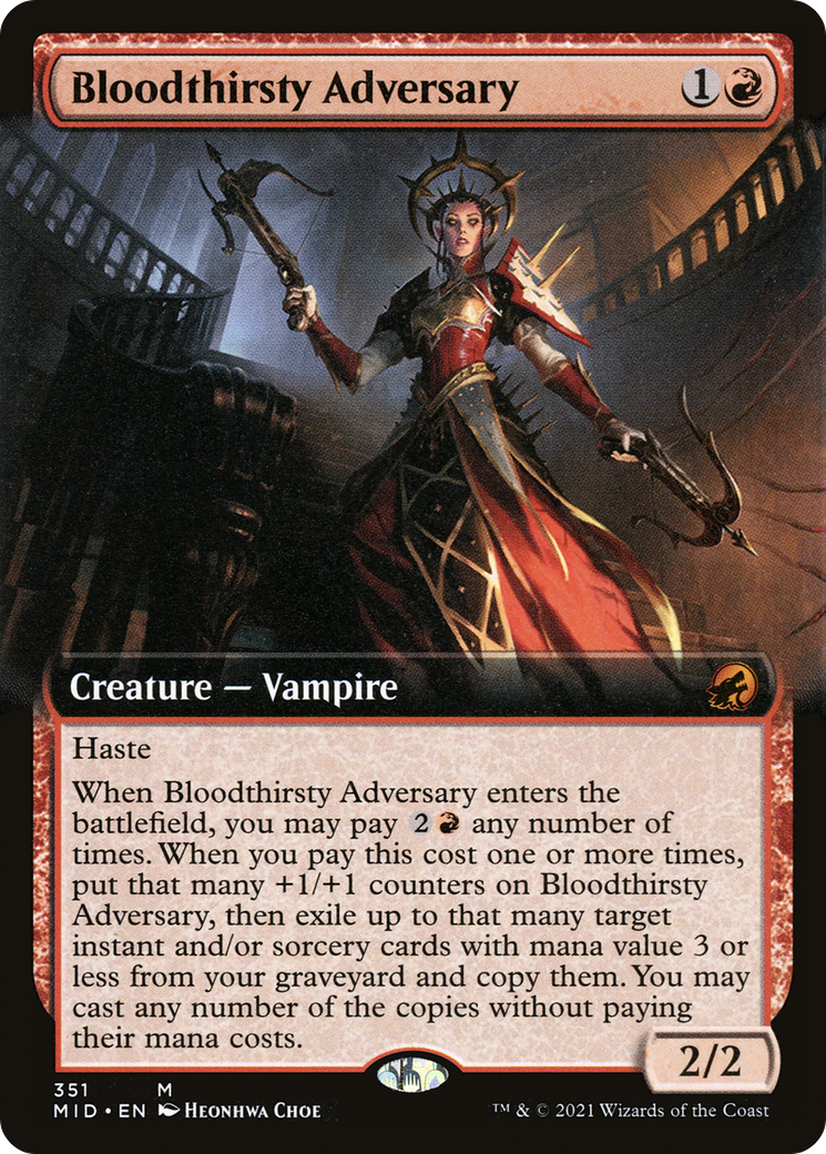 Bloodthirsty Adversary (MID-351) [Innistrad: Midnight Hunt] (Extended Art) MTG Single Wizards of the Coast